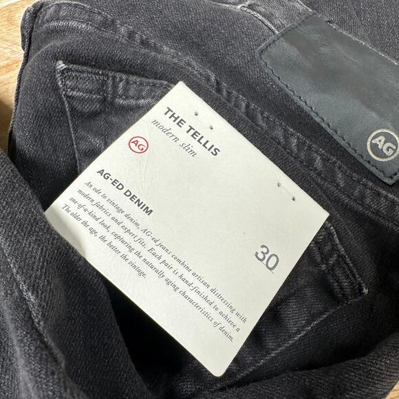 AG Adriano Goldschmied NWT The Tellis Modern Slim Jeans Distressed Black Size 30 - Picture 6 of 11